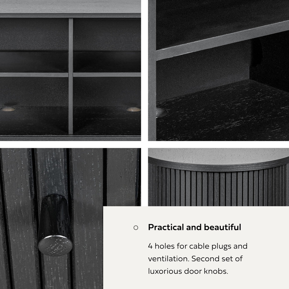 WERMO 55'' Black Sideboard Storage Cabinet with Doors and Shelves - Black Credenza Storage Cabinet for Office, Bedroom Storage Cabinet, Hallway Storage Cabinet, Black Buffet Cabinet (Black Oak) WERMO