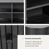 WERMO 55'' Black Sideboard Storage Cabinet with Doors and Shelves - Black Credenza Storage Cabinet for Office, Bedroom Storage Cabinet, Hallway Storage Cabinet, Black Buffet Cabinet (Black Oak) WERMO