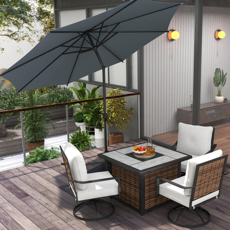Abba Patio 9FT Lyon Outdoor Patio Umbrella Outdoor Table Umbrella with Push Button Tilt and Crank Market Umbrella 8 Sturdy Ribs UV Protection Waterproof for Garden Deck Backyard Pool Grey Abba Patio