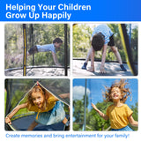 Simple Deluxe Trampoline for Kids with Safety Enclosure Net Wind Stakes 400LBS Weight Capacity 12FT Recreational Trampolines with Ladder Blue Outside Net Simple Deluxe