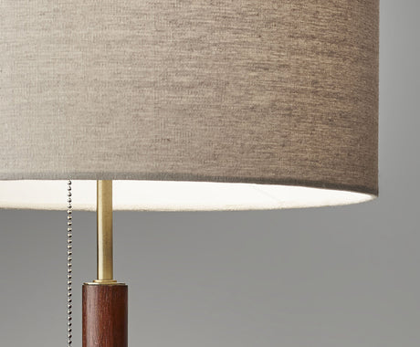 Adesso 3376-15 Hamilton Table Lamp, 26.25 in, 100W Incandescent/26W CFL, Walnut Eucalyptus Wood/Antique Brass, 1 Modern Lamp, Brown Adesso