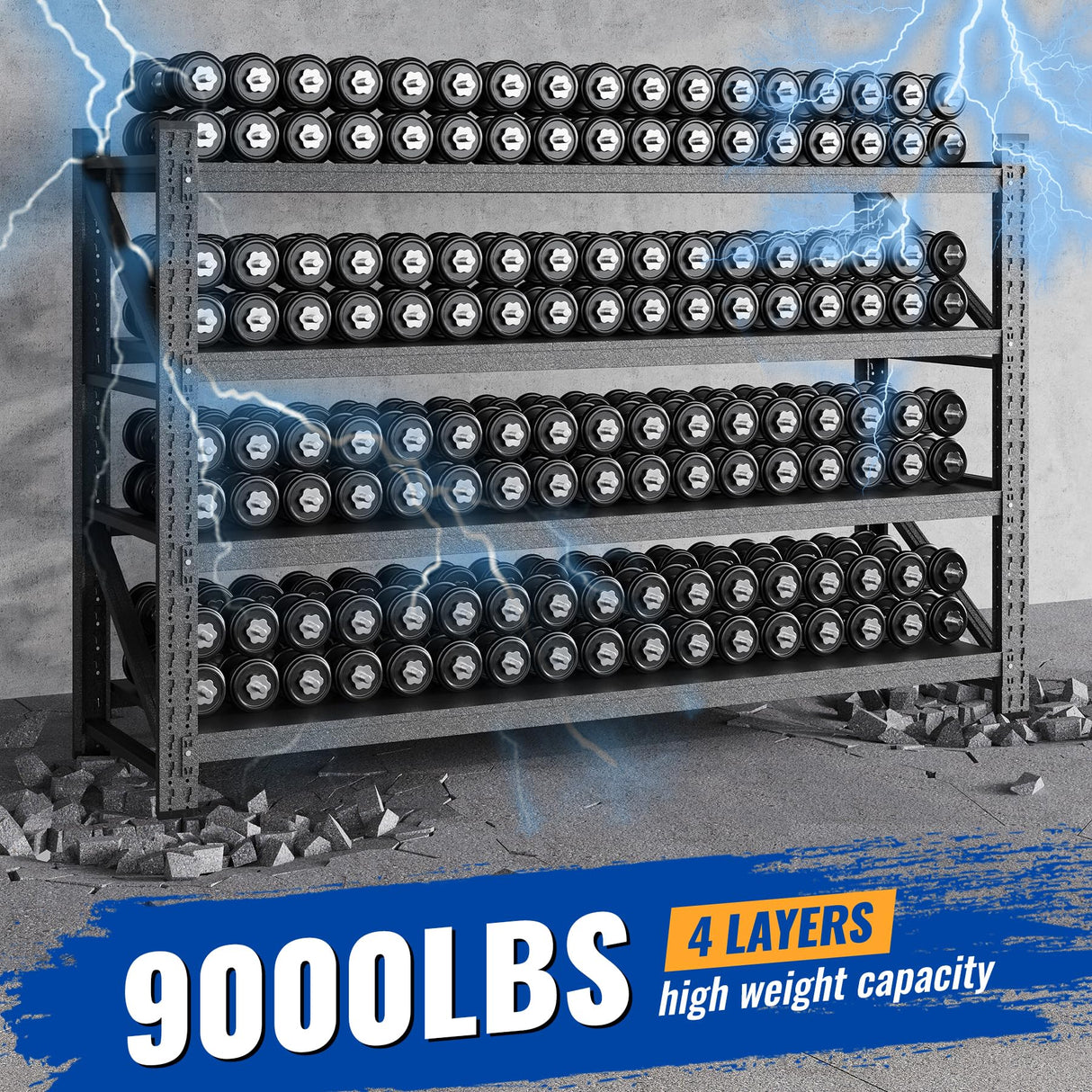 BYNSOE 77" W Storage Shelves 9000lbs Garage Metal Shelving Heavy Duty Garage Shelves Adjustable Storage Shelves for Industrial, Factory,(77" W X 24" D X 70" H) BYNSOE