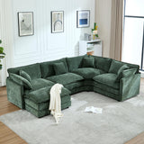 GNIXUU Oversized Modular sectional Sofa, Chenille Large Cloud Sectional Couches for Living Room, Convertible 5 Seater L Shaped Couch with Ottoman for Living Room, Green GNIXUU