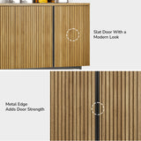 BELLEZE Sideboard Buffet Cabinet, 63" Storage Cabinet with Fluted Decorative Doors, Modern Console Table for Dinning Room, Kitchen & Living Room - Colemen (Camel) BELLEZE