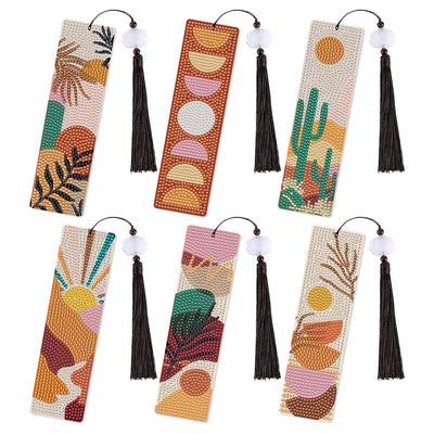 Boho Diamond Painting Bookmark Kit: 6PCS Aesthetic Diamond Art Bookmarks with Tassels, Bohemian Diamond Art Book Marks, DIY Craft Gift for Book Lovers, Reading Accessories for Adults & Kids