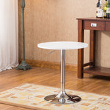 Roundhill Furniture Adjustable Height Wood and Chrome Metal Bar Table, White Roundhill Furniture
