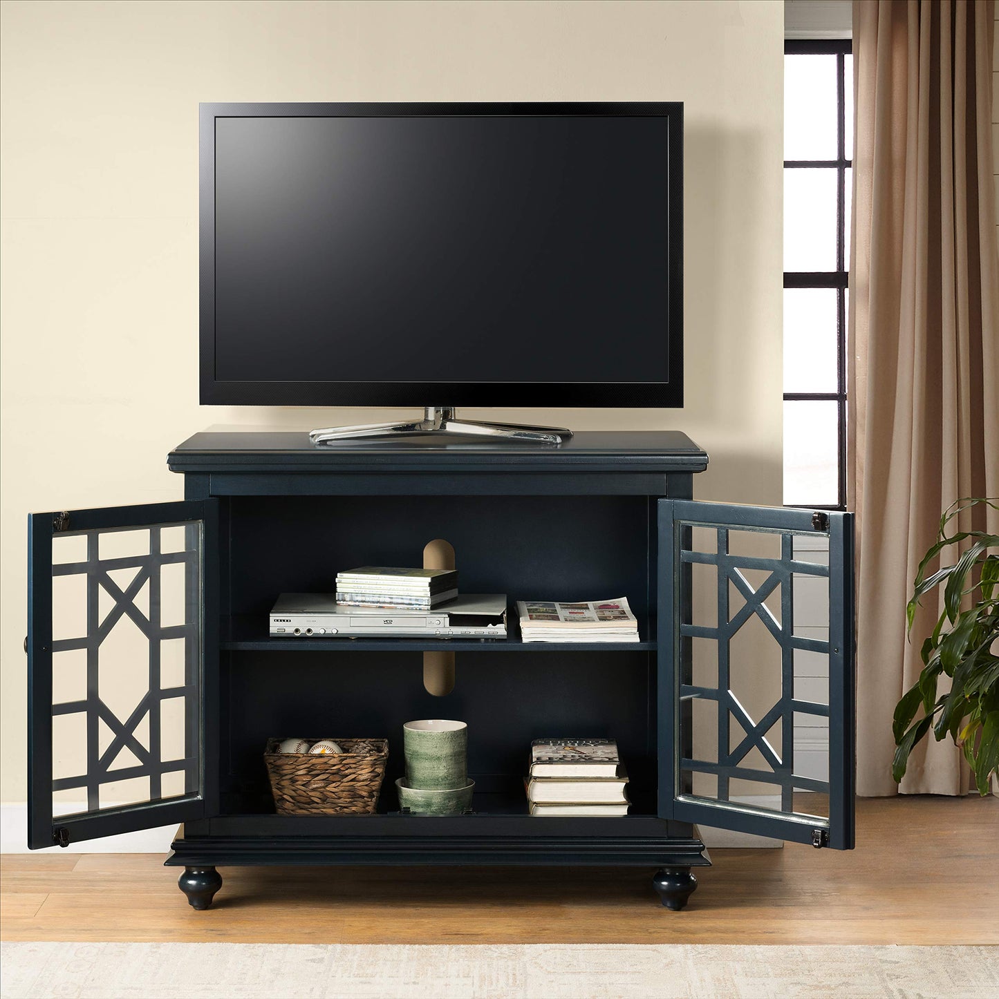 Martin Svensson Home Avalon Small Spaces Accent Cabinet TV Stand, 38" W x 32" H Catalina Blue - WoodArtSupply