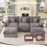 GOSUHI 108" U Shaped Couch, Modular Sectional Sofa, 3-Seater Comfy Cloud Couch with Movable Ottoman, Deep Seat Couches for Living Room, Chenille, Slate GOSUHI