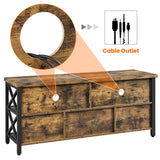 Yaheetech TV Stand for Living Room, Industrial Entertainment Center for 65 Inch TV, Rustic TV Console Stand with Storage Cabinets Wood and Metal, Rustic Brown Yaheetech