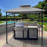 SCOCANOPY Upgraded Ripstop Fabric Replacement Canopy Grill BBQ Gazebo Roof Top for Gazebo Model L-GZ238PST-11 Only,(Gray Ripstop) SCOCANOPY