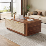 Tribesigns Adjustable Extendable Coffee Table with 2 Drawers, 42"-65" Length Reversible Center Table Storage for Living Room with for Living Room (Walnut & Oak) Tribesigns