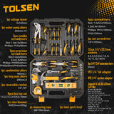 TOLSEN 89-Piece Tool Set Household Tool Kit, Hammer Screwdrivers Set, Tool Kit with Drill Bits, Socket Wrench Set, Hex Key Set, Tape Measure, with Plastic Toolbox Storage Case Tolsen
