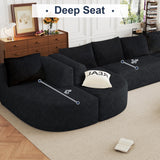 144" Oversized Sectional Couches for Living Room, Modern Luxury Chenille 5-Seater Sofa, Deep Seat Curved Cloud Couch, Modular Sofa with Chaise Lounges & 5 Pillows, No Assembly Required (Black) IZLKQC