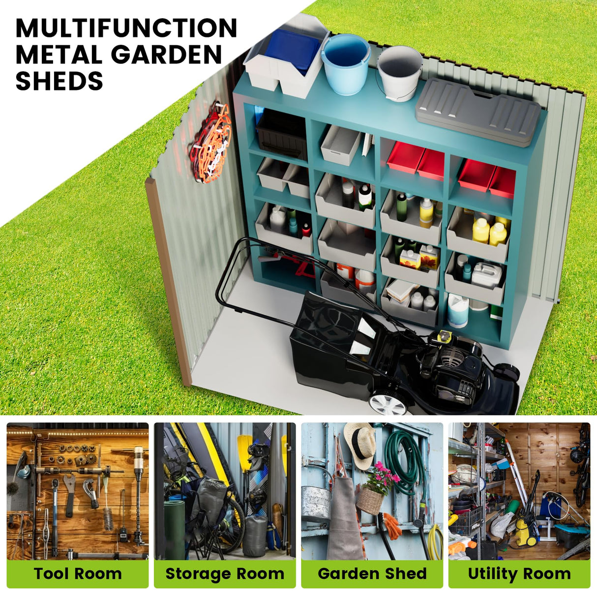 VerisShade Large Metal Storage Shed, 6 x 4 FT Outdoor Storage Shed, Metal Garden Tool Shed with Roof, Door & Lock, Waterproof and Anti-UV, for Patio Garden Yard, Brown VerisShade