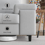 85 Inch Modern 3 Seater Sofa for Living Room, Deep Seat Chenille Couch with Adjustable Wide Armrest & Plush Backrest, Button Tufted Comfy Bedroom Sofa, Easy Assembly, Grey IDEALHOUSE