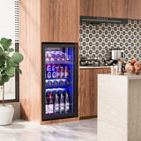 Manastin Beverage Refrigerator Cooler-120 Cans Freestanding Mini Fridge Cooler with Glass Door, Adjustable Shelves & Digital Temperature Display for Soda, Wine or Beer (Black, 3.2 Cu.Ft) Manastin