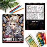 Netecom Gothic Fairies Coloring Book for Adults, Spiral Bound Edition, Softcover, 30 Intriguing Coloring Pages of Dark Fairy for Stress Relief and Relaxation Netecom