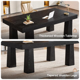 Tribesigns 5ft Conference Table, Heavy Duty Rectangular Modern Industrial Meeting Table with 4 Tapered Legs for Office, Black Workstation for Home or Business (1, Black) Tribesigns