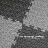 Xspec 1" Extra Thick 48 sq ft Reversible EVA Gym Foam Floor Mat Tiles (24" x 24"), Steel Pattern, 12 pcs, Black & Grey Xspec