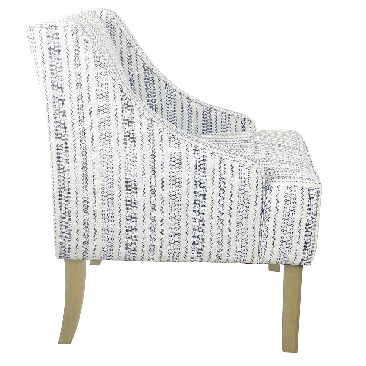 HomePop Velvet Swoop Arm Accent Chair, Blue Farmhouse Stripe HomePop