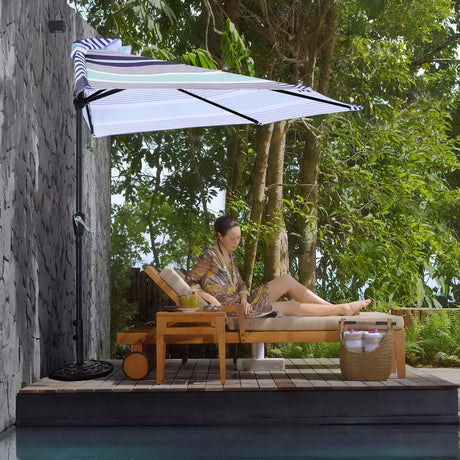 ABCCANOPY Patio Half Umbrellas 10FT (Blue Purple Stripes) ABCCANOPY