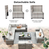 ovios Patio Furniture Set 12 Pieces Outdoor Sectional Sofa Set with Comfy Cushions and Deep Seat, Modern Modular Wicker Rattan Conversation Set, Beige ovios