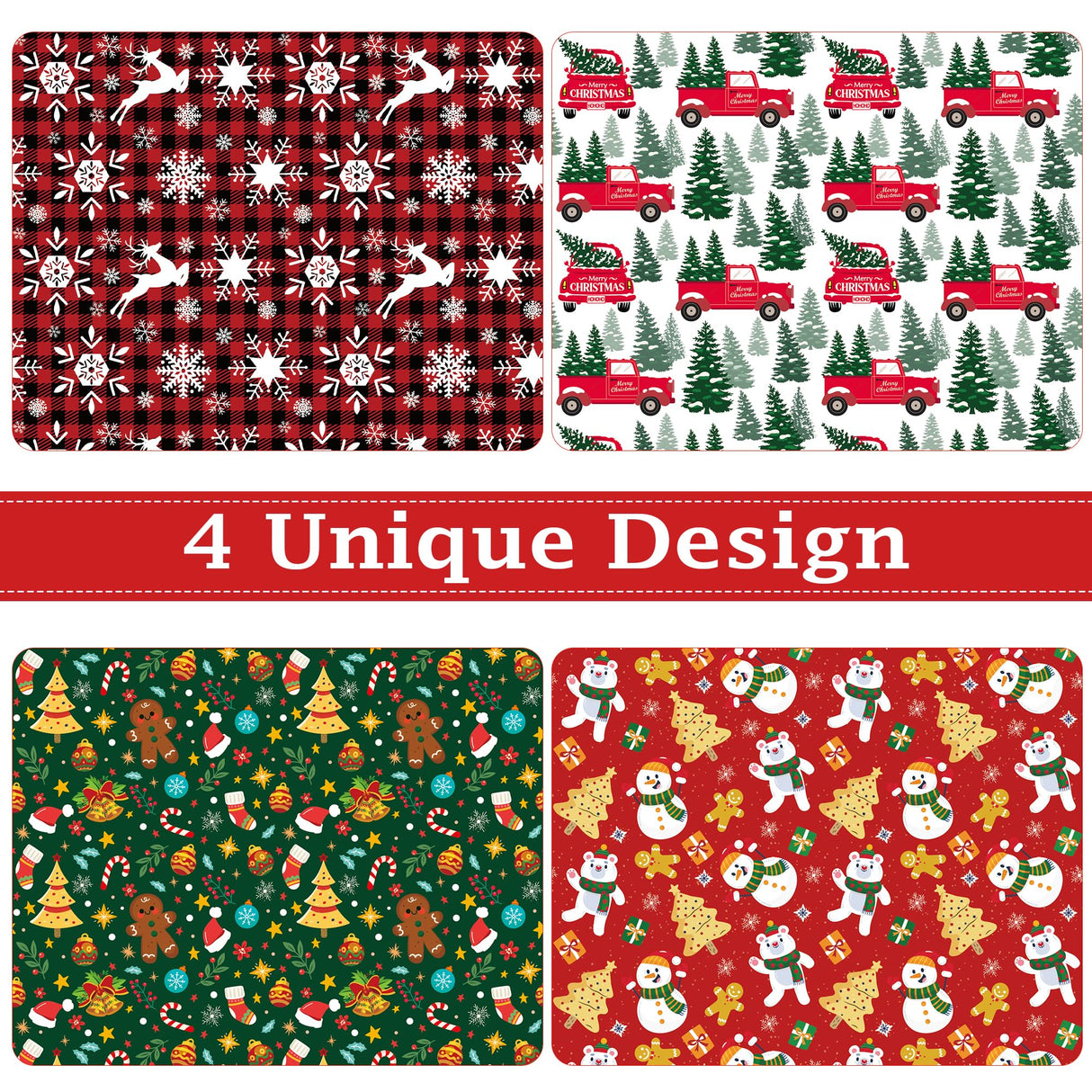 OHOME Christmas Wrapping Paper - Jumbo Sheets 29" x 42" | Gift Bags | Red, Green and White Tissue Paper - Xmas Decorations, Gifts for Kids Men Women | Party Favors OHOME