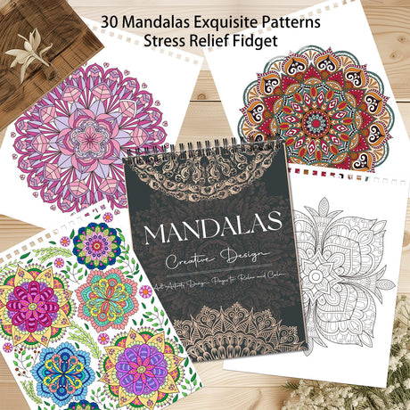 Jadeso Mandala Coloring Book for Adults - 30 Original Mandala Patterns and Designs, Adult Coloring Book Spiral Bound, Coloring Books for Adults Relaxation, Thick Smooth Paper(120gsm) Jadeso