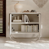 Clihome Sideboard Buffet Cabinet, 2 Door Console Cabinet TV Stand Wooden Credenza Storage Accent Cabinet with U-shaped legs for Bedroom, Living Room, Entryway, Cream White Clihome