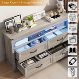 Wodeer 4 Drawer Dresser Chests with LED Light,Wide Chest of Drawers with Metal Handles,Wood Dresser for Storage and Organization for Bedroom,Living Room, Nursery,Hallway,Gray Wodeer