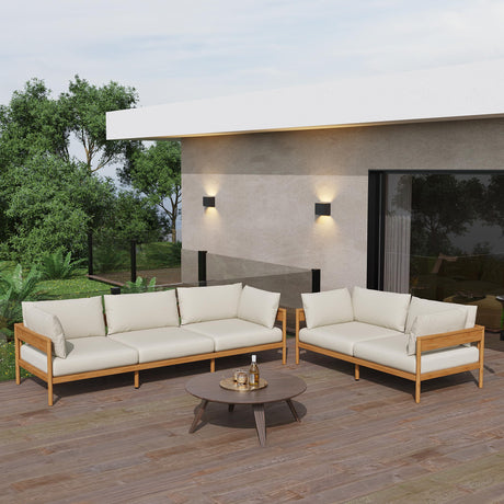 Acanva Modern Outdoor Patio Furniture Set, All-Weather Aluminium Conversation Sectional Sofa with Thick Cushions for Backyard, Garden, Porch, Couch, Beige Acanva