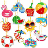 12 Pieces Summer Diamond Painting Keychain 5D DIY Diamond Painting Kit Summer Hanging Diamond Art Kits Diamond Art Summer Ornaments for Kids Summer Crafts Family Decor (Summer Style) Ferraycle