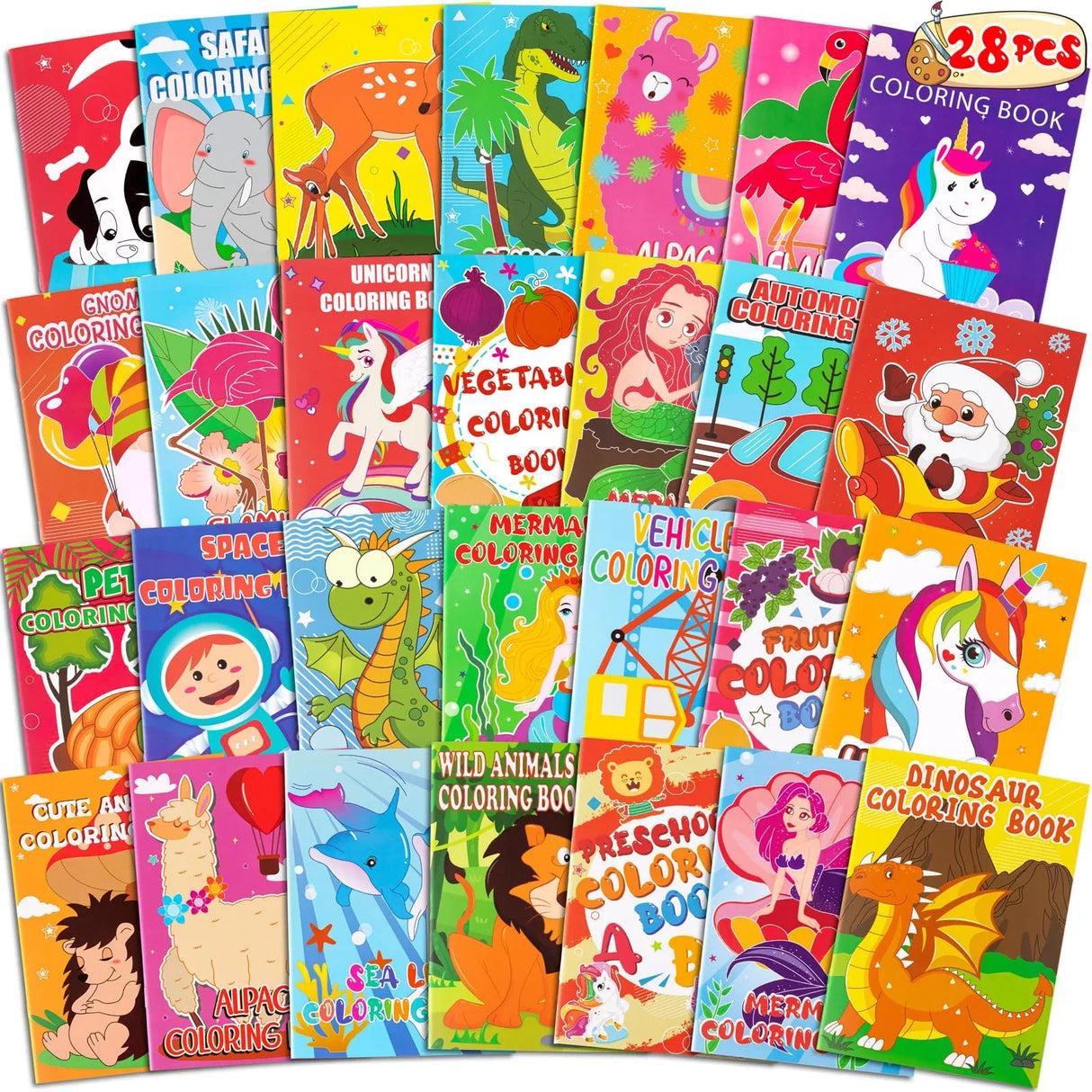 28PCS Coloring Books for Kids Party Favors: Ages 2-4 4-8 Easter,Summer End of the Year,Back to School,Halloween,Christmas Birthday Mini Gifts Bulk,Classroom Goodie Bags Stuffer Fillers(Not Duplicate) Geefuun
