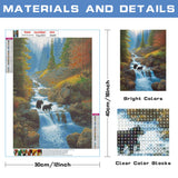 Diymood DIY 5D Diamond Painting Kits for Adults Dinosaur - Paint with Diamond Art Kits for Adults Waterfalls Full Drill Round Canvas Mosaic Beginner Home Wall Decor Gift 12x16 inch z12 Diymood