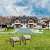 Deguifei Outdoor Patio Footstools Aluminum Outdoor Ottomans Footrest Small Seating Wicker Furniture Patio Ottoman 2 Pieces Brown Deguifei