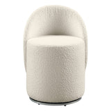 OSP Home Furnishings Lystra Swivel Barrel Vanity Chair with Textured Boucle Fabric, Cream OSP Home Furnishings