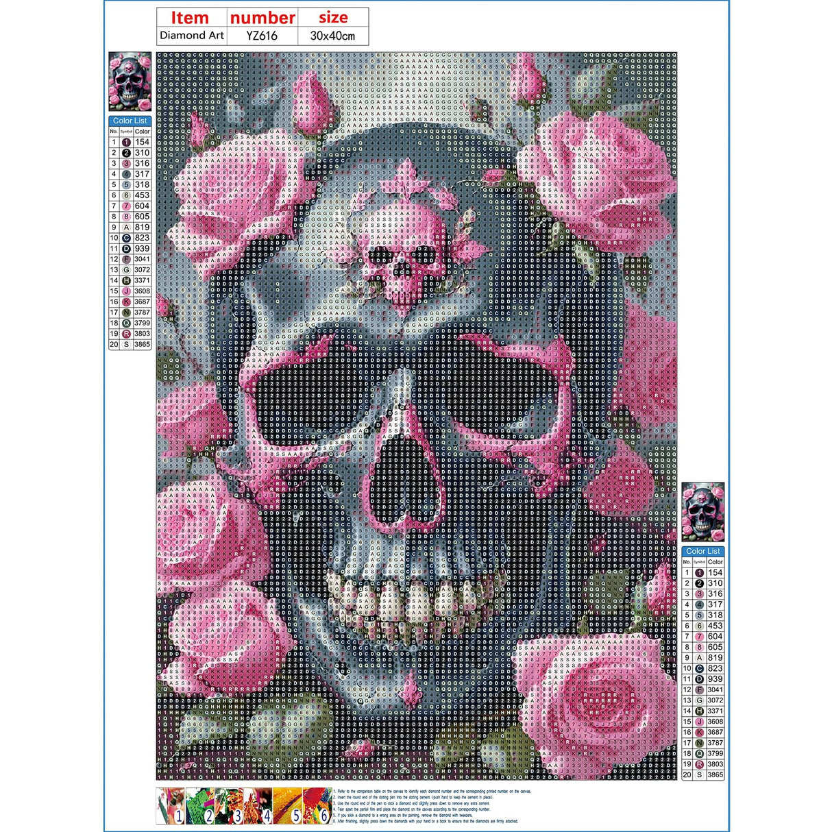 DPHERO Skeleton Diamond Painting Kits for Beginners Adults,5D DIY Rose Flowers Diamond Art Kits,Round Full Drill Skull Horror Painting Art,DIY Paint by Numbers for Home Wall Decor 12x16 inch DPHERO