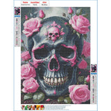 DPHERO Skeleton Diamond Painting Kits for Beginners Adults,5D DIY Rose Flowers Diamond Art Kits,Round Full Drill Skull Horror Painting Art,DIY Paint by Numbers for Home Wall Decor 12x16 inch DPHERO