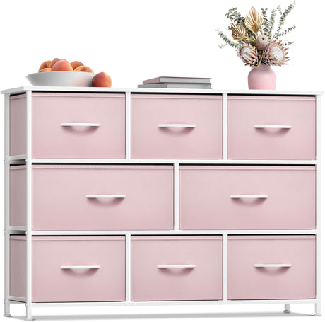 Sorbus Kids Dresser with 8 Drawers - Chest Organizer Unit with Steel Frame Wood Top & Handle, Fabric Bins for Clothes - Wide Furniture for Bedroom Hallway Kids Room Nursery & Closet Sorbus