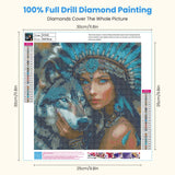 Miwixy Wolf Diamond Art Kits for Adults, American Native Indian Woman Diamond Painting Kit,5D Full Drill Diamond Art Canvas for Beginners Home Wall Decor 12 x 12 Inch Miwixy