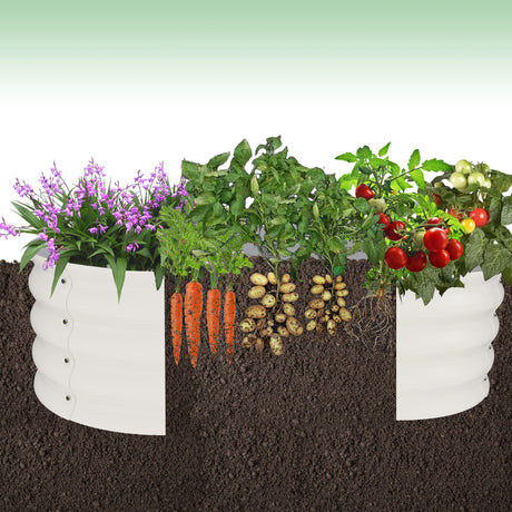 2 Pack Galvanized Raised Garden Bed – 4x4x1ft Raised Beds-Coated Metal Planter Box with Floral Edge, Easy Assembly Rust-Resistant Outdoor/Indoor Garden Box for Vegetables, Flowers, Herbs, White GarveeHome