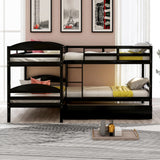 Harper & Bright Designs Twin L-Shaped Bunk Bed with Trundle, Can be Divided into Two L-Shaped Beds, No Spring Box Needed (Espresso) Harper & Bright Designs