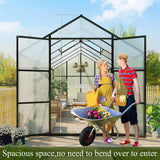 Vigo huseeo 10 * 12 * 8.7FT Greenhouse for Outdoors,Polycarbonate Greenhouse with Stronger Wind Protection and Roof Vent,Walk-in Large Aluminum Sunroom Winter Proof,Black Vigo huseeo