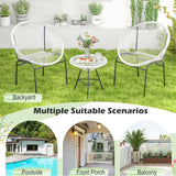 Tangkula 3 Piece Outdoor Patio Furniture Set, Acapulco Chair Set w/Plastic Rope, Tempered Glass Table, All Weather Patio Bistro Set for Patio, Lawn, Garden, Backyard Tangkula