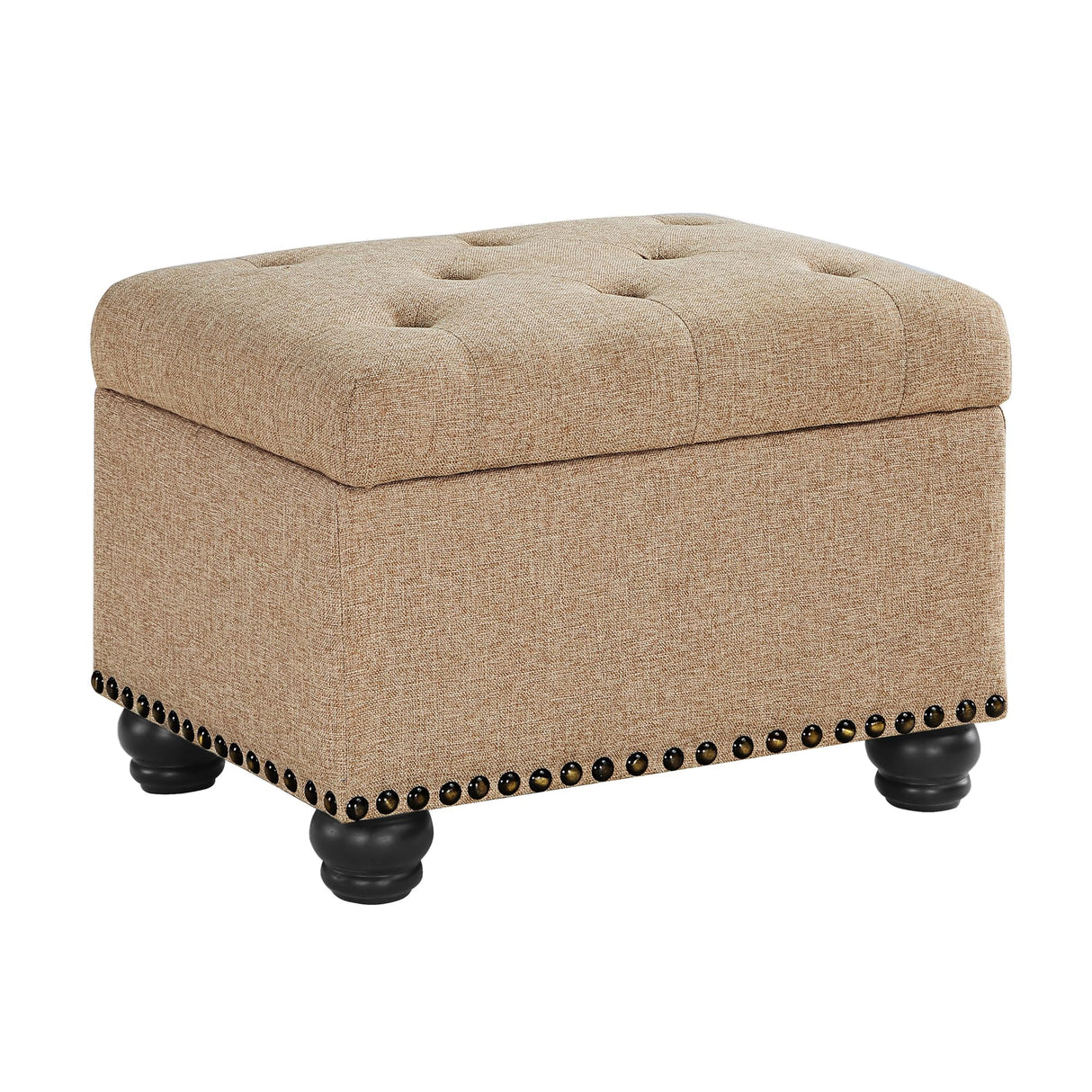 Convenience Concepts Designs4Comfort 5th Avenue Storage Ottoman 24" - Contemporary Foot Stool and Seat with Hinged Lid for Living Room, Dining Room, Office, Den, Tan Fabric Convenience Concepts
