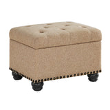 Convenience Concepts Designs4Comfort 5th Avenue Storage Ottoman 24" - Contemporary Foot Stool and Seat with Hinged Lid for Living Room, Dining Room, Office, Den, Tan Fabric Convenience Concepts