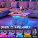 YITAHOME Coffee Table Square LED Coffee Table, Burl Wood Grain Tea Coffee Tables for Living Room/Apartment, Modern Wooden Center Table for Office Decor, Burl Wood YITAHOME