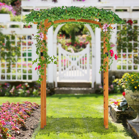 Outsunny 90in Wood Garden Arbor Arch with Trellis Wall for Climbing & Hanging Plants, Decor for Party, Weddings, Birthdays & Backyards Outsunny