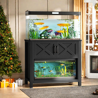 YITAHOME Heavy Duty 40-50 Gallon Aquarium Stand with Power Outlets, Cabinet for Fish Tank Accessories Storage - Metal Fish Tank Stand Suitable for Fish Tank, Turtle Tank, 660LBS Capacity, Black