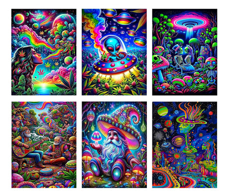 EIBEILI Diamond Art Kits for Adults - 6 Pack Rainbow-Colored Diamond Painting Kits for Adults Beginner,5D Round Full Drill Gem Art DIY Crafts Kits for Gift Home Wall Decor 12x16inch EIBEILI